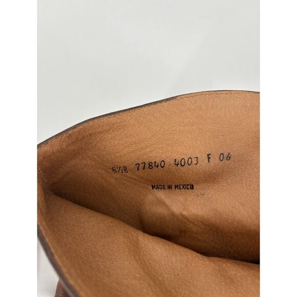 Frye Carmen Shortie Leather Boots Womens 8.5 Brown Pull On Buckle Strap Heeled - Picture 9 of 9